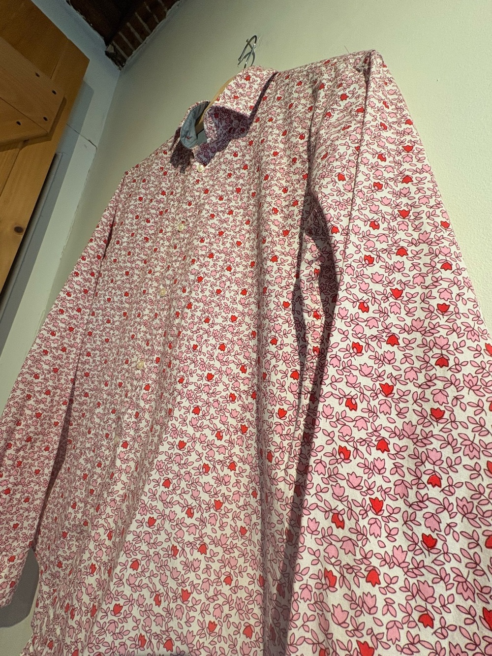 Floral pink men’s button up shirt